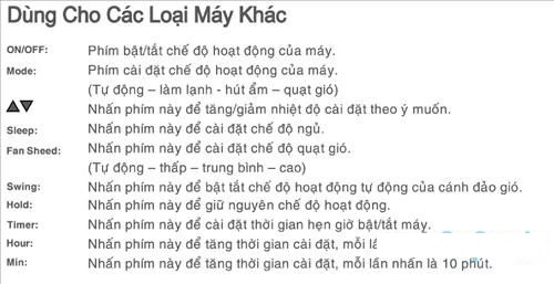 Phím chức năng trên điều khiển điều hòa Sumikura Phím chức năng trên điều khiển điều hòa Sumikura